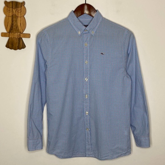 Vineyard Vines Other - Vineyard Vines light blue, red and white plaid button whale shirt